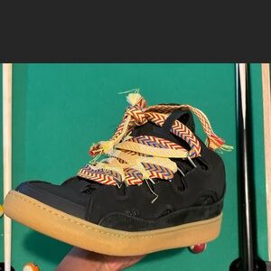 Stylish Black Sneakers with Colorful Laces